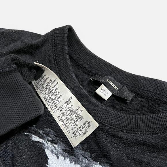 Diesel Black & White Floral Monochromatic Striped Sleeve 78 Back Sweater XXS - Picture 7 of 8